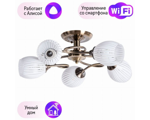 Потолочная люстра Arte Lamp Arya с поддержкой Алиса A2941PL-5AB-A