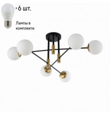 Потолочная люстра Crystal Lux с лампочками FIDEL PL6 BLACK+Lamps E27 P45