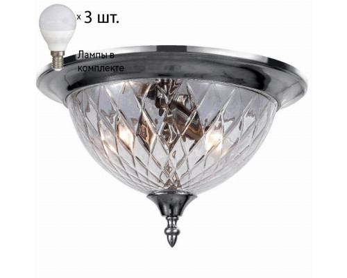 Потолочный светильник Crystal Lux с лампочками Nuovo PL3 Chrome+Lamps E14 P45