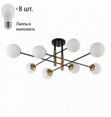 Потолочная люстра Crystal Lux с лампочками FIDEL PL8 BLACK+Lamps E27 P45