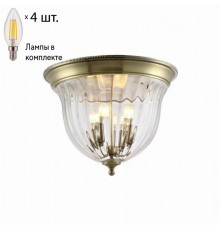 Потолочный светильник Crystal Lux с лампочками JUGO PL4 BRONZE/TRANSPARENTE+Lamps E14 Свеча