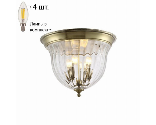 Потолочный светильник Crystal Lux с лампочками JUGO PL4 BRONZE/TRANSPARENTE+Lamps E14 Свеча