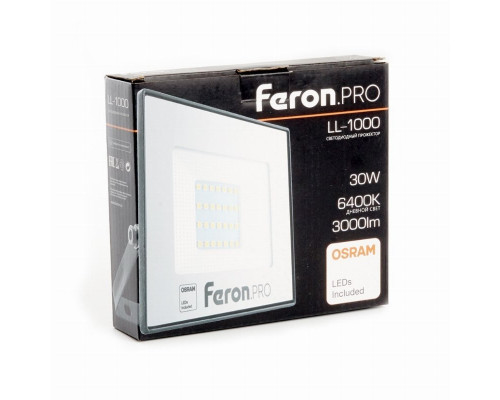 Светодиодный прожектор 30W 6400K (холодный) IP65 Feron PRO LL-1000 41539