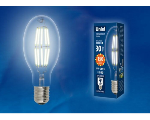 Ретро лампа E40 30W 4000K (белый) Uniel LED-ED90-30W-NW-E40-CL GLP05TR (UL-00003760)