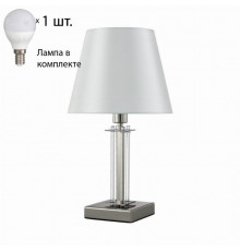 Настольная лампа Crystal Lux с лампочкой NICOLAS LG1 NICKEL/WHITE+Lamps E14 P45