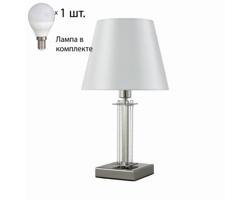 Настольная лампа Crystal Lux с лампочкой NICOLAS LG1 NICKEL/WHITE+Lamps E14 P45