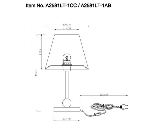 Настольная лампа Arte Lamp Elba A2581LT-1CC