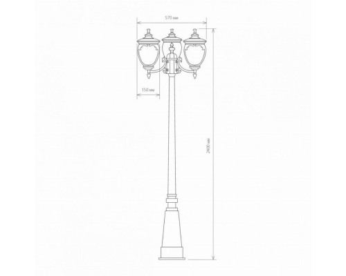 Andromeda F/3 (GLYF-8024F/3) черное золото Уличный фонарный столб Elektrostandard 4690389042713 (a028000)