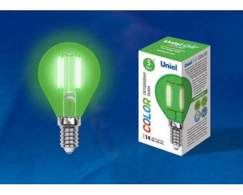 Светодиодная лампа E14 5W (зеленый) Air Uniel LED-G45-5W-GREEN-E14 GLA02GR (UL-00002987)