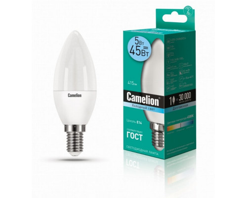 Светодиодная лампа E14 5W 4500К (белый) C35 Camelion LED5-C35/845/E14 (12032)