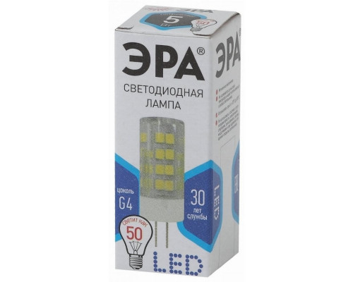 Светодиодная лампа G4 5W 4000К (белый) Эра LED JC-5W-220V-CER-840-G4 (Б0027858)