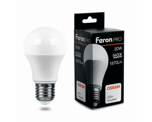 Лампа светодиодная Feron.PRO LB-1020 Шар E27 20W 6400K 38043