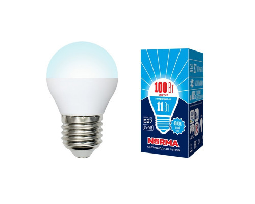 Лампа светодиодная (UL-00003834) E27 11W 4000K матовая LED-G45-11W/NW/E27/FR/NR