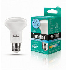 Светодиодная лампа E27 9W 4500К (холодный свет) Camelion LED9-R63/845/E27 (13475)