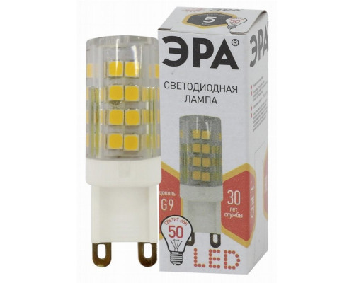 Светодиодная лампа G9 5W 2700К (теплый) Эра LED JCD-5W-CER-827-G9 (Б0027863)