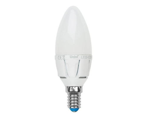 Светодиодная лампа E14 7W 3000K (теплый) Uniel LED-C37 7W-WW-E14-FR PLP01WH (UL-00002413)