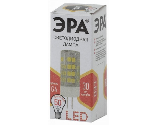 Светодиодная лампа G4 5W 2700К (теплый) Эра LED JC-5W-220V-CER-827-G4 (Б0027857)