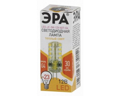 Светодиодная лампа G4 3W 2700К (теплый) Эра LED JC-3W-12V-827-G4 (Б0033193)