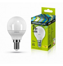 Светодиодная лампа E14 7W 3000K (теплый) Ergolux LED-G45-7W-E14-3K (12142)