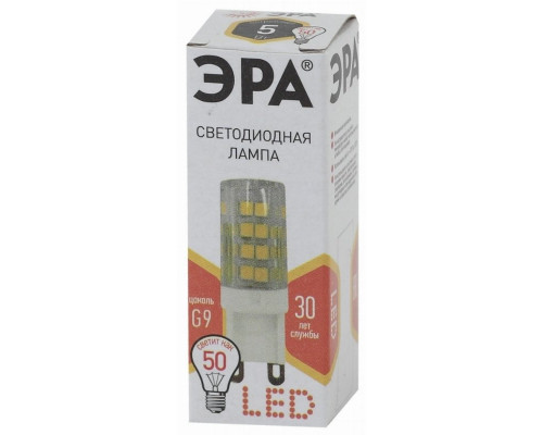 Светодиодная лампа G9 5W 2700К (теплый) Эра LED JCD-5W-CER-827-G9 (Б0027863)