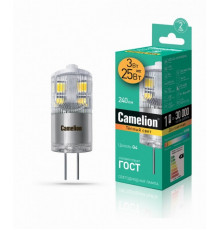 Светодиодная лампа G4 3W 3000K (теплый свет) Camelion LED3-G4-JD-NF/830/G4 (13862)