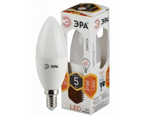 Светодиодная лампа E14 5W 2700К (теплый) Эра LED B35-5W-827-E14 (Б0018871)