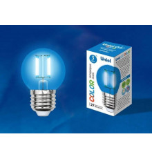 Лампа светодиодная филаментная (UL-00002990) Uniel E27 5W синий LED-G45-5W/BLUE/E27 GLA02BL