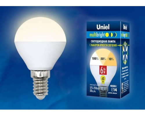 Лампа светодиодная (UL-00002375) Uniel E14 6W 3000K матовая LED-G45-6W/WW/E14/FR/MB PLM11WH