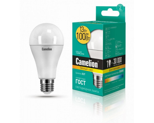 Светодиодная лампа E27 13W 3000К (теплый) A60 Camelion LED13-A60/830/E27 (12045)