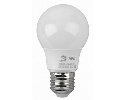 Светодиодная лампа E27 8W 2700К (теплый) Эра ECO LED A55-8W-827-E27 (Б0032095)