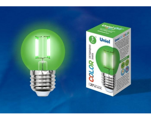 Светодиодная лампа E27 5W (зеленый) Air color Uniel LED-G45-5W-GREEN-E27 GLA02GR (UL-00002988)