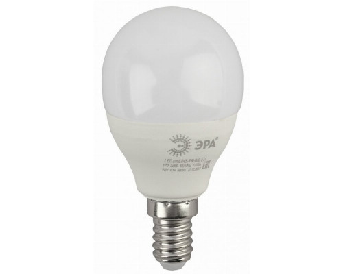 Лампа светодиодная ЭРА E14 9W 6000K матовая LED P45-9W-860-E14 Б0031411