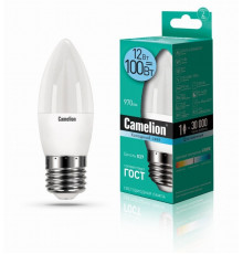 Светодиодная лампа E27 12W 4500К (холодный свет) Camelion LED12-C35/845/E27 (13690)