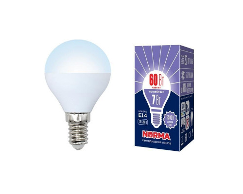 Лампа светодиодная (UL-00003818) E14 7W 6500K матовая LED-G45-7W/DW/E14/FR/NR