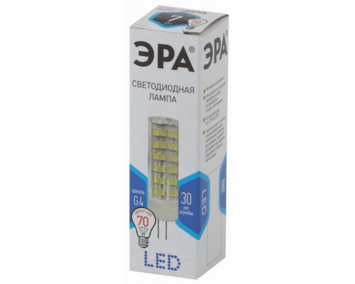 Светодиодная лампа G4 7W 4000К (белый) Эра LED JC-7W-220V-CER-840-G4 (Б0027860)