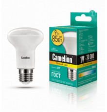 Светодиодная лампа E27 9W 3000К (теплый свет) Camelion LED9-R63/830/E27 (13476)