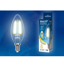 Лампа светодиодная филаментная (UL-00002860) Uniel E14 5W 3000K LED-C35-5W/WW/E14/CL/DIM GLA01TR