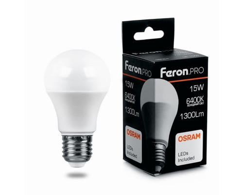 Лампа светодиодная Feron.PRO LB-1015 Шар E27 15W 6400K 38037