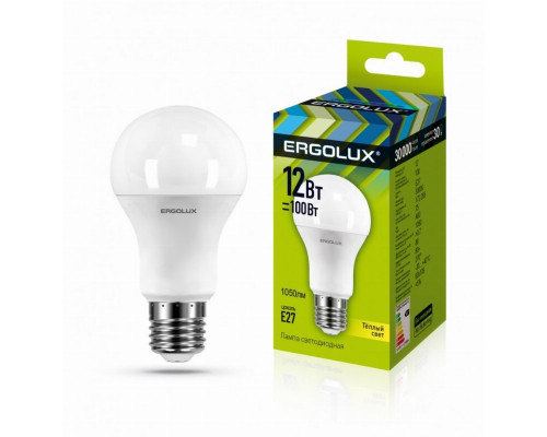 Светодиодная лампа E27 12W 3000K (теплый) Ergolux LED-A60-12W-E27-3K (12150)