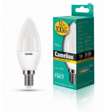 Светодиодная лампа E14 12W 3000К (теплый свет) Camelion LED12-C35/830/E14 (13687)