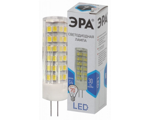 Светодиодная лампа G4 7W 4000К (белый) Эра LED JC-7W-220V-CER-840-G4 (Б0027860)