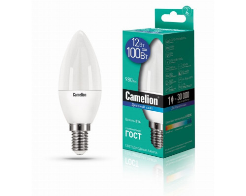 Светодиодная лампа E14 12W 6500К (дневной свет) Camelion LED12-C35/865/E14 (13691)