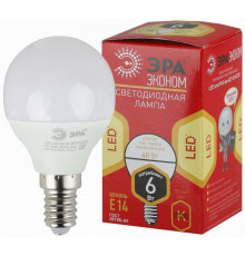 Лампа светодиодная ЭРА E14 6W 2700K матовая ECO LED P45-6W-827-E14 Б0020626