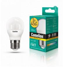 Светодиодная лампа E27 5W 3000К (теплый) G45 Camelion LED5-G45/830/E27 (12028)