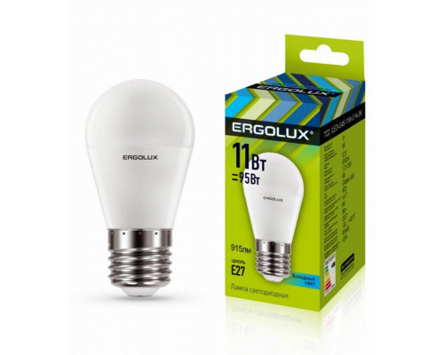 Светодиодная лампа E27 11W 4500К (белый) Ergolux LED-G45-11W-E27-4K (13631)