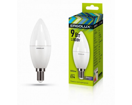 Светодиодная лампа E14 9W 6500K (холодный) Ergolux LED-C35-9W-E14-6K (13169)