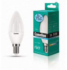 Светодиодная лампа E14 8W 4500К (белый) C35 Camelion LED8-C35/845/E14 (12386)