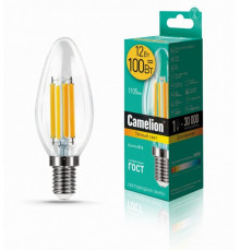 Светодиодная лампа E14 12W 3000К (теплый свет) Camelion LED12-C35-FL/830/E14 (13708)