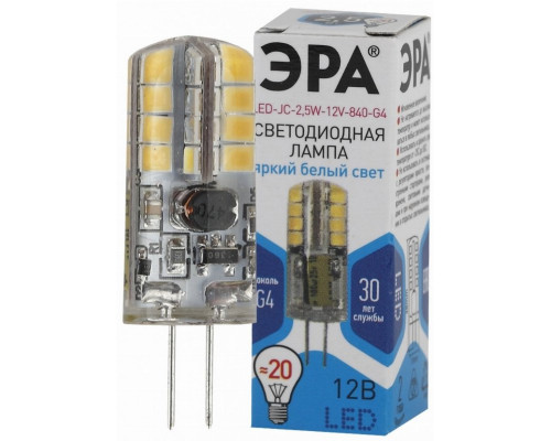 Светодиодная лампа G4 2,5W 4000К (белый) Эра LED JC-2,5W-12V-840-G4 (Б0033192)