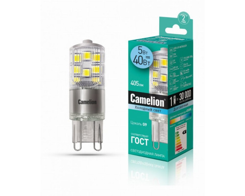 Светодиодная лампа G9 5W 4500K (холодный свет) Camelion LED5-G9-NF/845/G9 (13705)